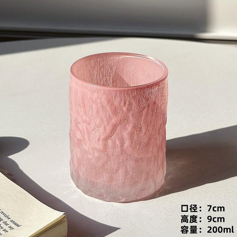 Cherry Blossom Pink Crystal Glass Cup,, Hammer Patterned Whiskey Glass, Ladies' High-value Juice Coffee Cups, Cold Beer Glass