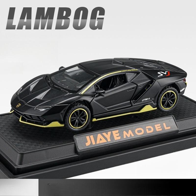 

1: 36 simulation Lamborghini LP780-4 alloy car model ornaments, sound and light boy toy gift чорний