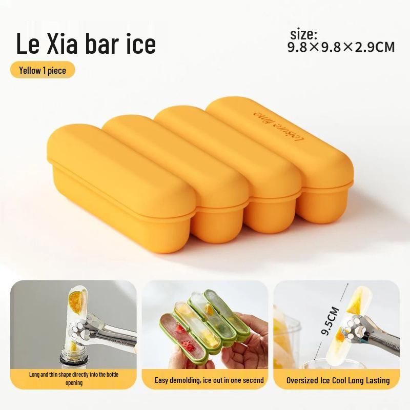 Silicone Ice Cube Tray with Lid - Long Strip Mold for Large Ice Cubes, Whiskey, Liquor, or Baby Food. 9.8*9.8*2.9