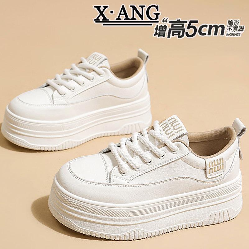 Leather thick-soled heightening little white shoes children's spring new versatile board shoes lightweight casual sports shoes single shoes