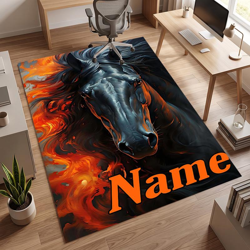 vivid horse (5) Personalized name Office Carpet Stylish Decor for Living Room Bedroom Kitchen