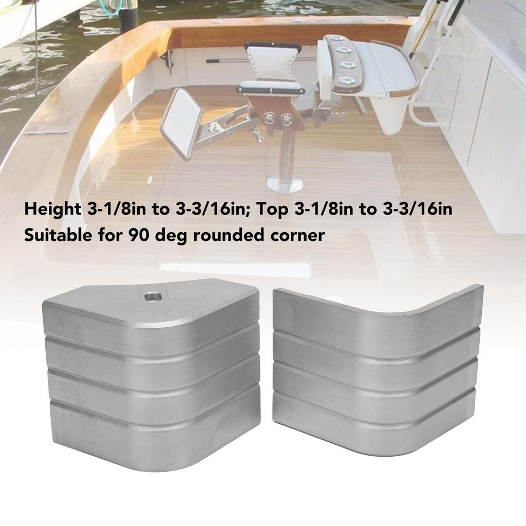 Pontoon Corner Cap 2 Pack Boat Corner Cap Heavy Duty Aluminum Rustproof Top 3 1/8in To 3 3/16in 2 Pack for 90 Deg Rounded Corner