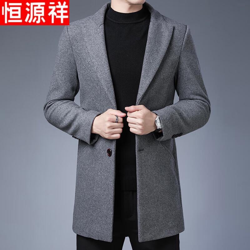 Hengyuanxiang Men s Winter Wool Blend Mid-length Overcoat 3XL