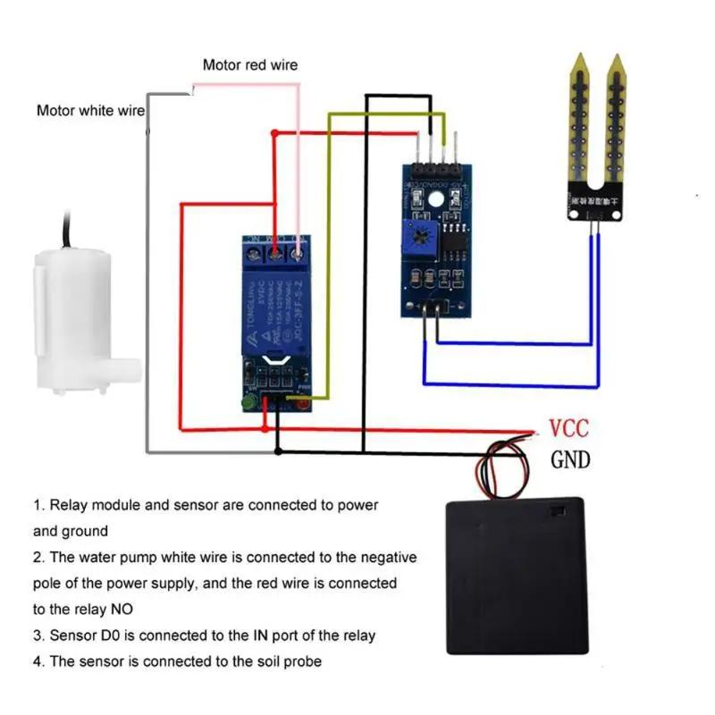 Automatisches Bewässerungsmodul DIY-Kit Bodenfeuchtigkeitserfassungsset Relaismodul Mini-Wasserpumpe 50 cm Schlauch für Arduino
