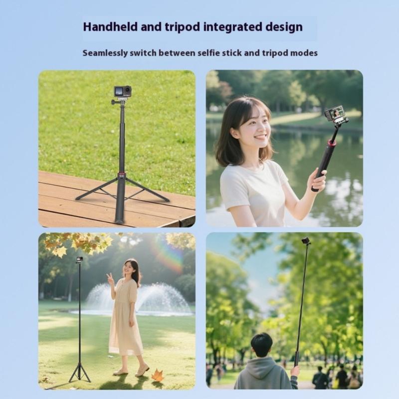 Portable Selfie Stick With Tripod Stand Accessories Extension Telescoping Selfie Stick Tripod for Action Camera