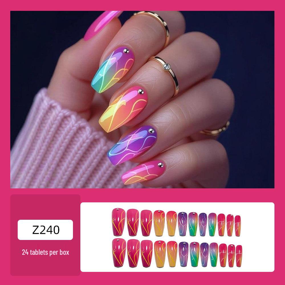 Ballet-Shaped Gradient Rhinestone Nail Art - Trendy European & American Design