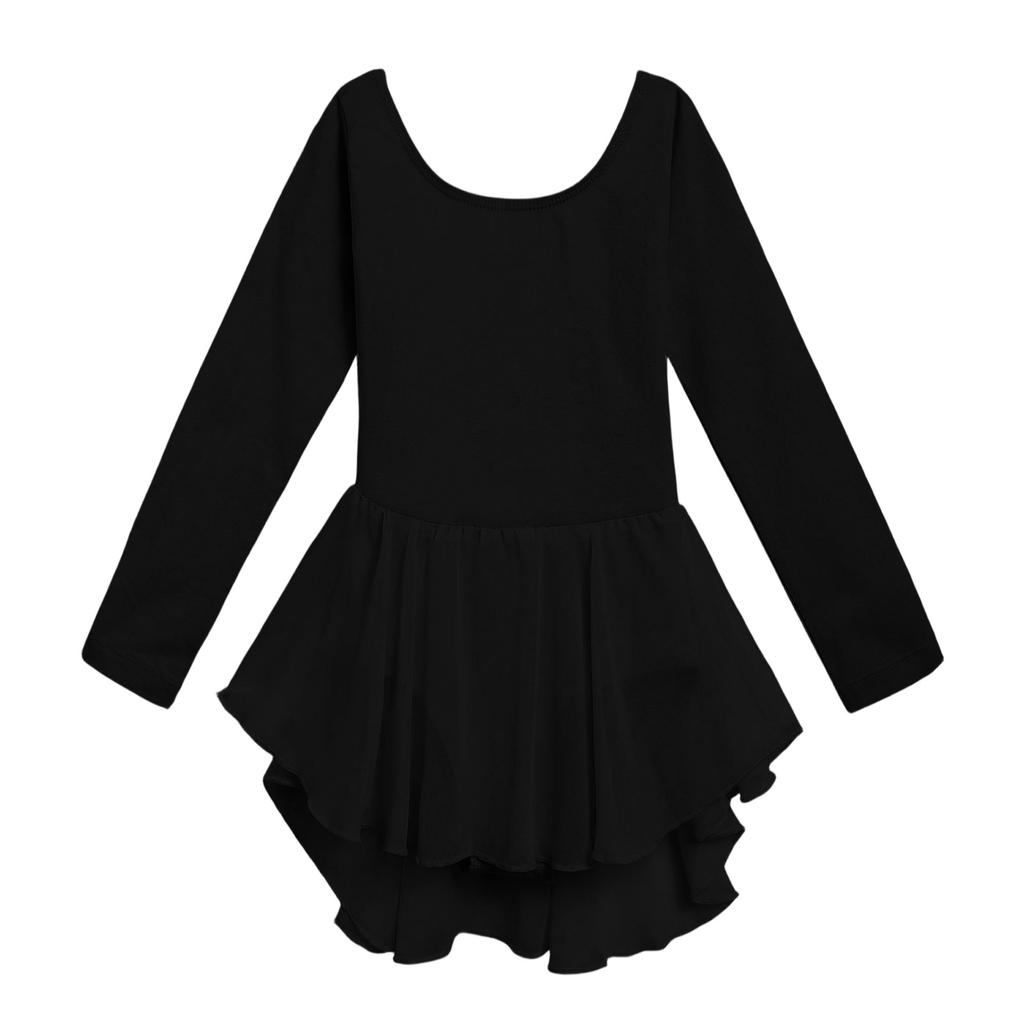 Girls' Color Long-sleeved Tulle Bodysuit Dance Costume