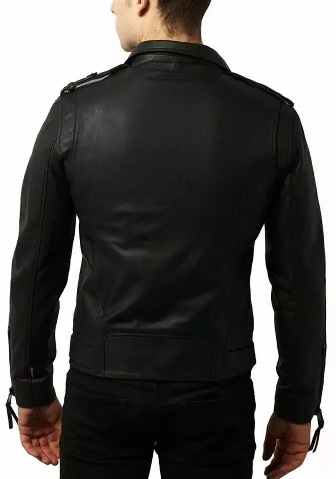 Stilvolle Herren Lederjacke Schwarz Echtes Lammlederjacke Motorrad
