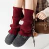 A Pair Cotton Material Boot-Fit Sock Covers Retro Style Heavy-Duty Knitted Knitted Sock Covers Thickened Warm Stretchable