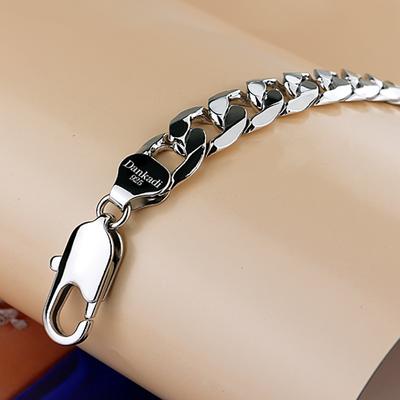 Pulsera de plata de ley 925, pulsera de cadena de plata maciza de 9 pulgadas de ancho y 12mm, joyería de moda para hombre