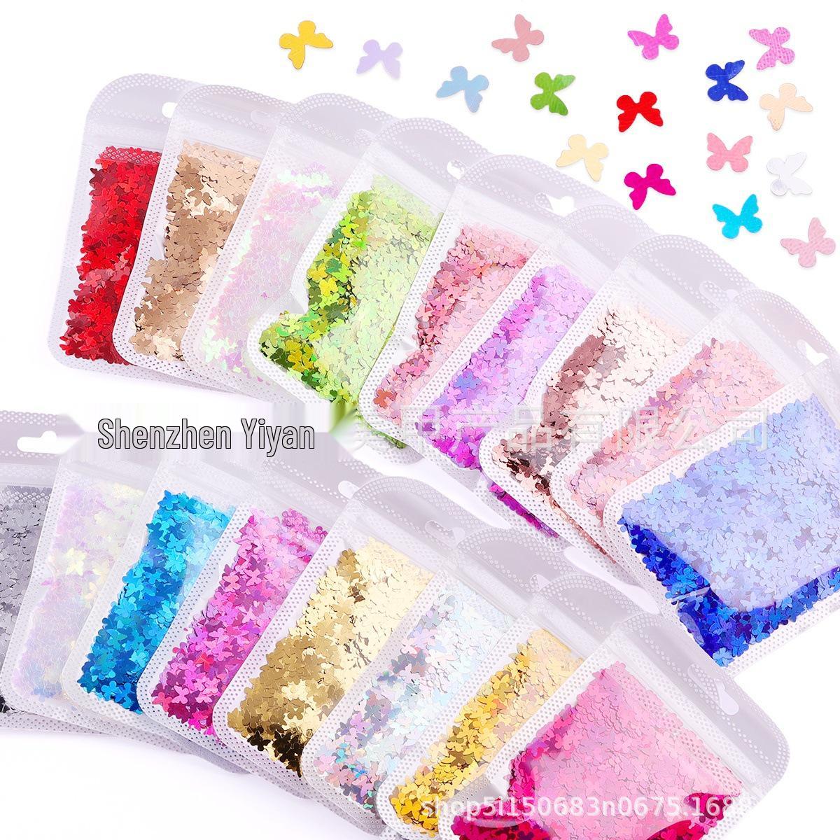 Seven-Color Iridescent Butterfly Nail Art Glitter Sequins 3g