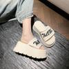 Summer new Velcro muffin thick bottom heightening one-word slippers women wear casual vacation cool slippers tide
