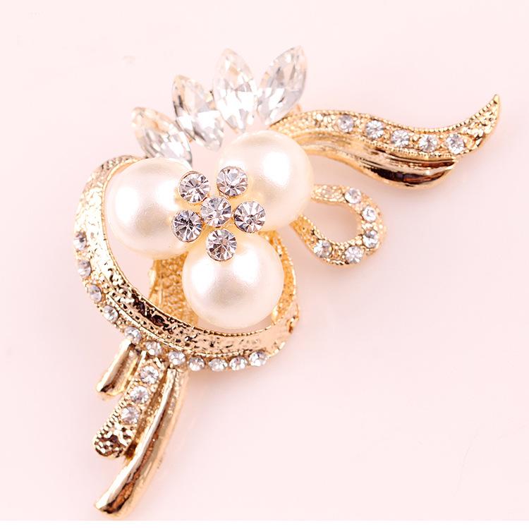 Lanhao Hot-Selling Pearl Swan Rhinestone Flower Brooch - Japanese & Korean Fashion Accessories for Women