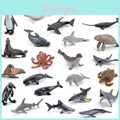 Realistisches Ozean-Tierfiguren-Set mit Haien, Schildkröten, Delfinen, Pinguinen und Krebsen für Kinder und Sammler