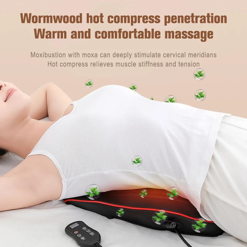 Electric Shiatsu Head Neck Cervical Ttraction Body Massager Car Back Pillow with Heating Vibrating Massage Device