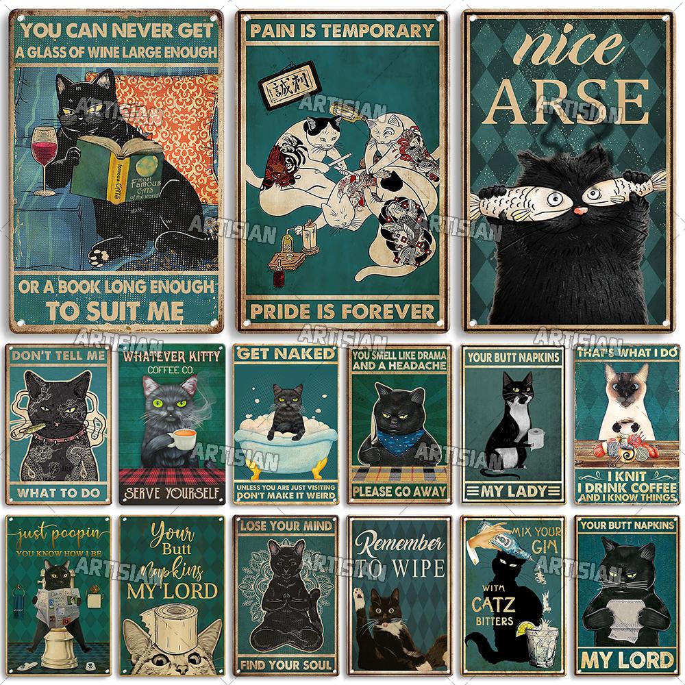 Artisan Halloween Katze Metallschild Salem Sanctuary für heimatlose Katzen Dekorative Blechplatte Wanddeko Garage Bar Pub Club Küche