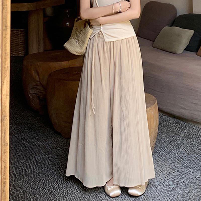 

JK&JS French Retro High-Waist Wide-Leg Pleated Pants M