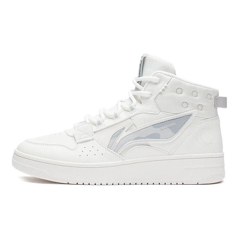 Li Ning Mountain Plain Textile, Synthetic Leather Slip Resistant Abrasion Resistant High top Skateboard Shoes Men's AGCS241-3