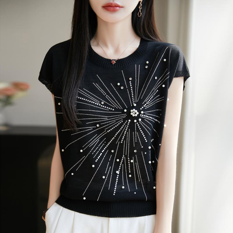 Women Knit T-shirt MODERN NEW SAGA Summer Knitted Shirt Short Sleeve Tees O-neck Pullover Knit Tops