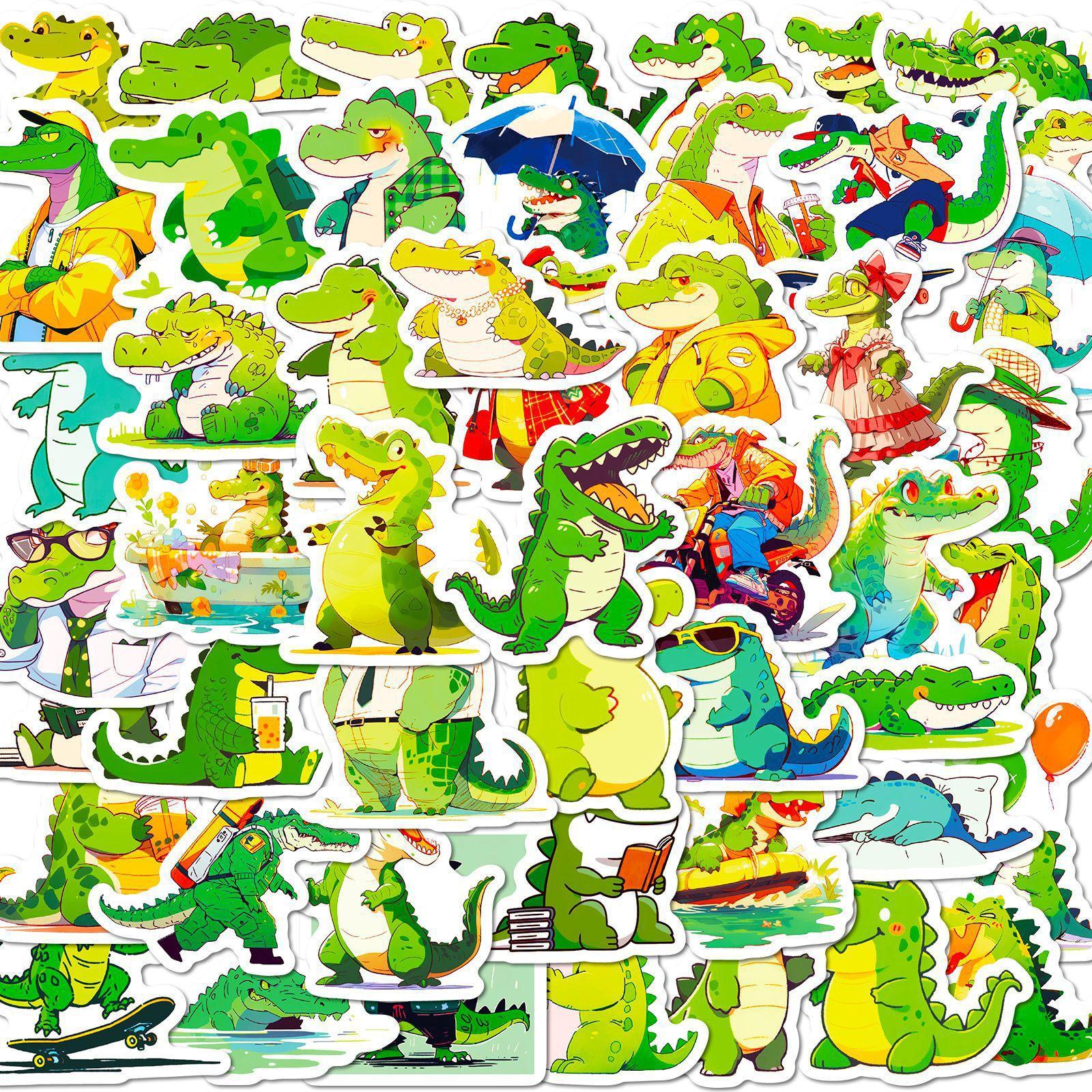 

50 Cartoon Crocodile Stickers Cute Crocodile Animal Personality Graffiti