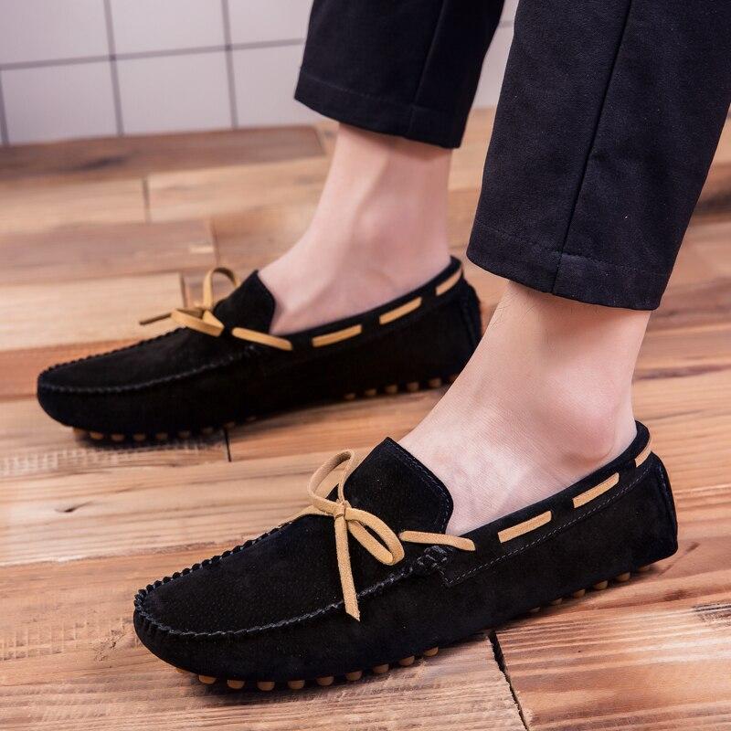 Men Mocassin Shoes Man Loafers Moccasins Mens Leather Casual Big Shoes Large Sneakers Gommino Driving Shoes Plus Size 47 Black
