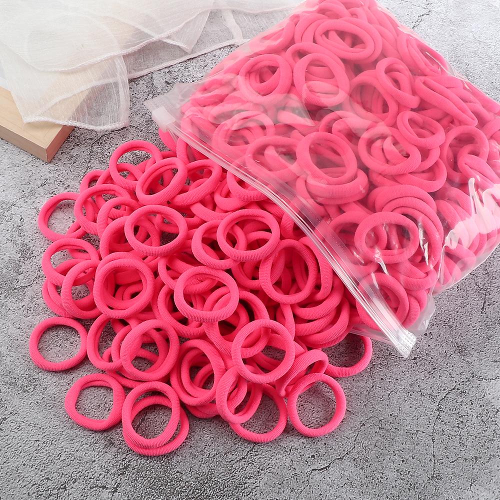50-200Pcs Children Candy Color Hair Band Girl 3 CM Basic Multicolored Hair Tie Ponytail Hold Elastic Scrunchies Hair Accessories