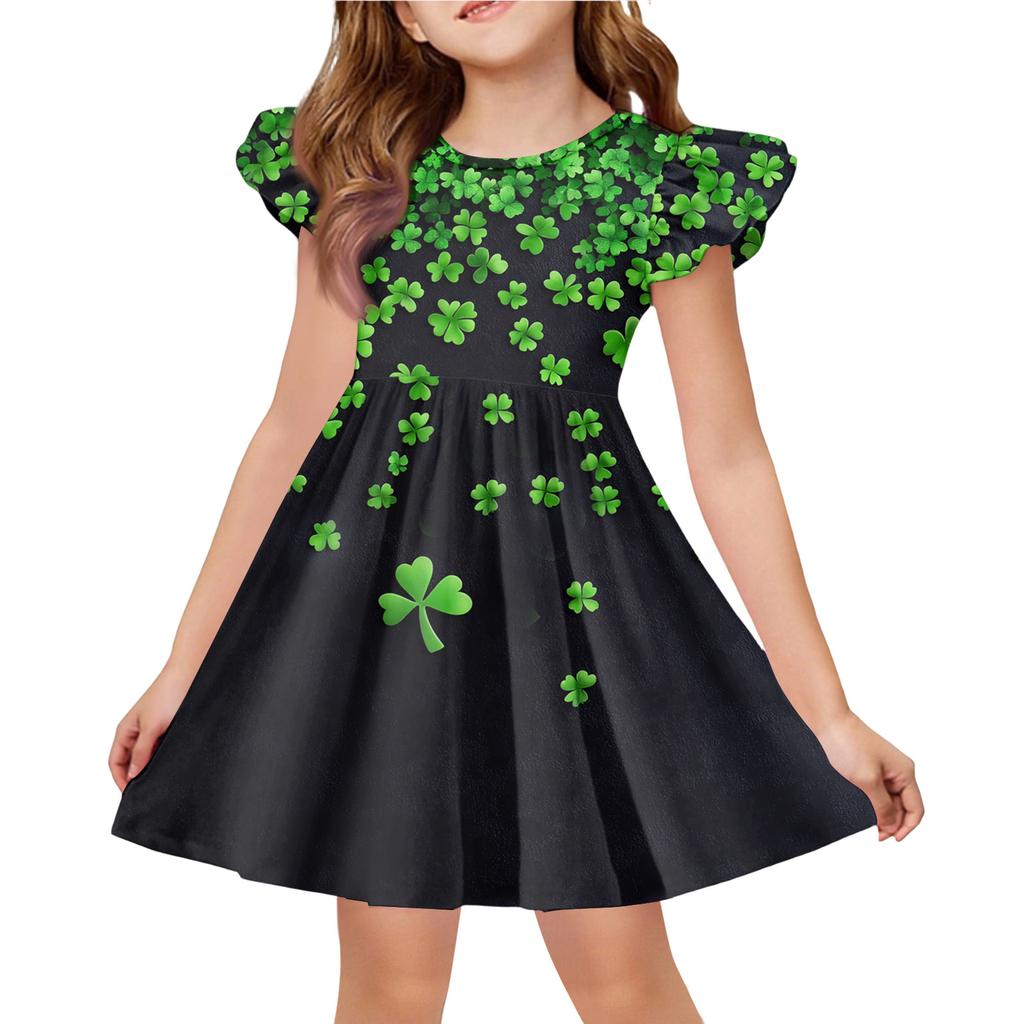 Girls' Summer Princess Dress - A-Line T-Shirt Dress St. Patrick's Day