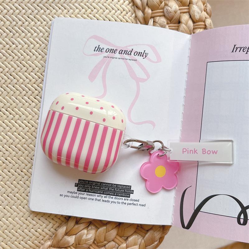 Korean polka dot vertical stripe Hyunya flower for AirPods 1 /pro1 earphone protective case two or three generations of new models