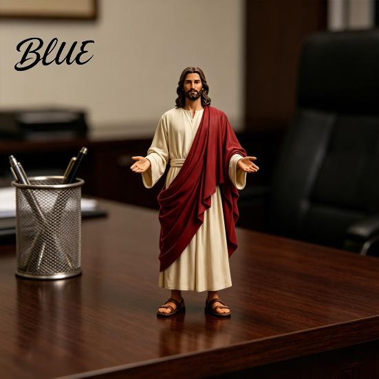 Jesus Figurine 5 Inch with Open Arm Hand Painted Religious Statue Resin Christian Sculpture for Spiritual Collection Home Decor Fabric Robe Figure