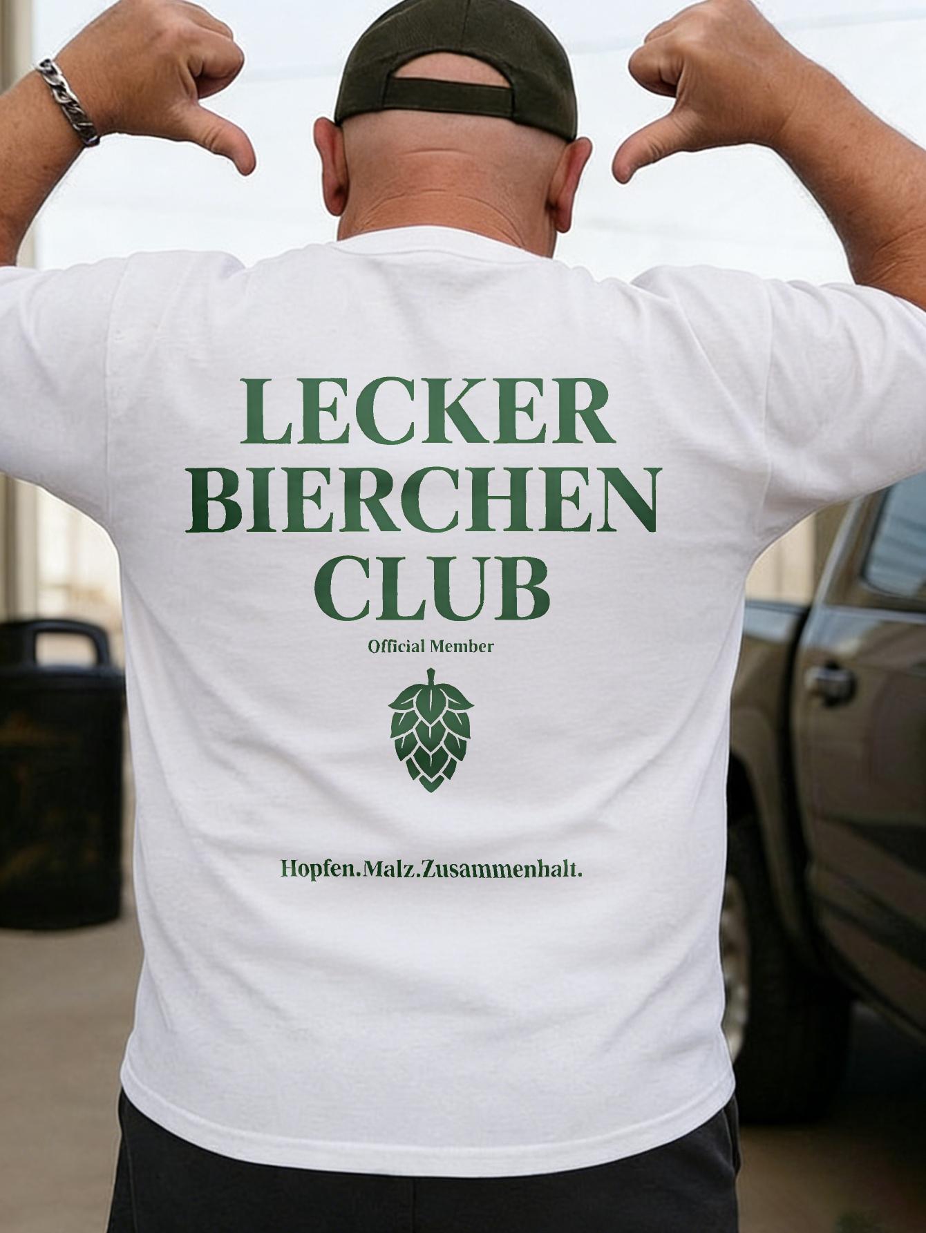 Мужская футболка Lecker Bierchen Club Официальный член Хмель Солод Единство Пиво Хмель Дизайн для любителей пива Повседневная одежда S белый