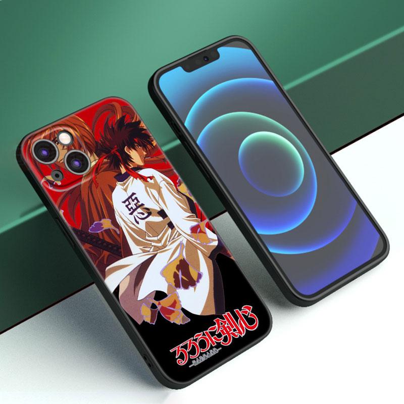 Rurouni Kenshin Anime Phone Case For Apple iPhone 12 13 Mini 11 14 15 Pro Max 7 8 Plus X XR XS SE 2020 2022 Black Silicone Case