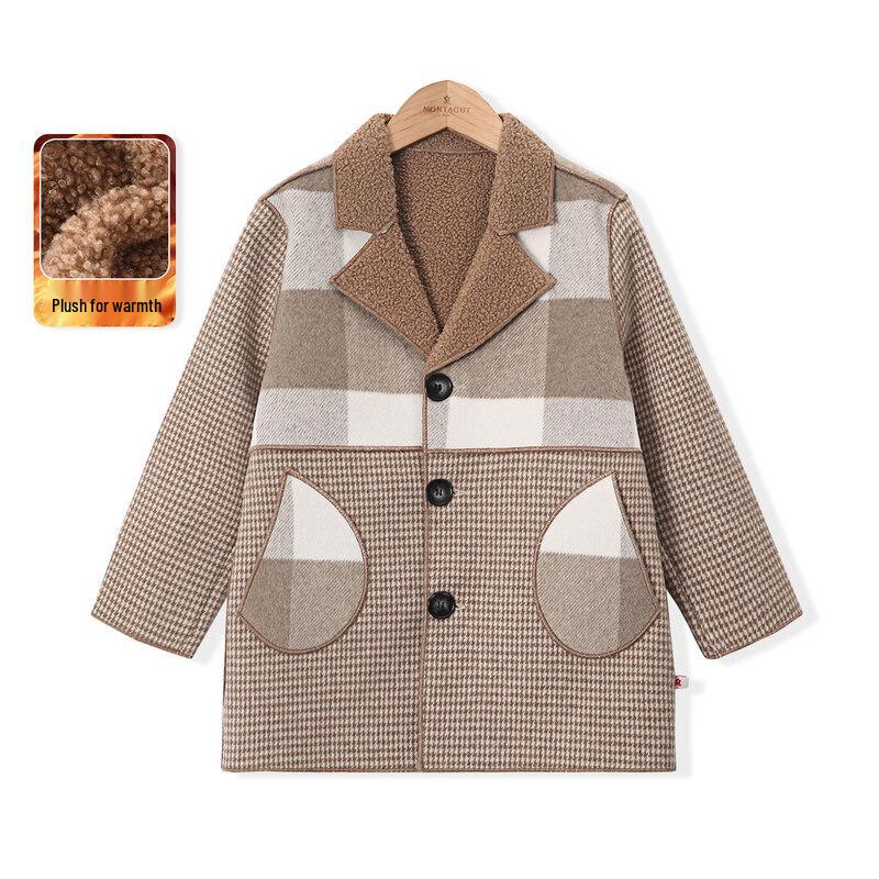 Manteau d'hiver épais et chaud à carreaux avec revers pour garçon Montagut