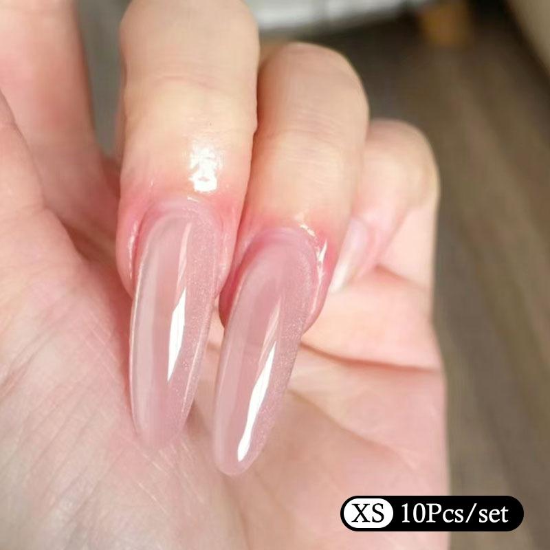 10Pcs Trendy Simple Solid Color Cat Eye Nail Art Fake Nails Long Lasting Fake Nails For Women Daily Office Party Manicure