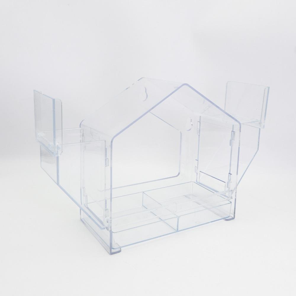 Eichhörnchen-sicherer Fenster-Vogelfutterspender mit Saugnapf Vogelfutter-Tabletts Papagei Sittich