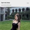 Women's Summer Hepburn Style Black A-line Mini Dress with Cinched Waist and Spaghetti Straps - Elegant and Sleeveless