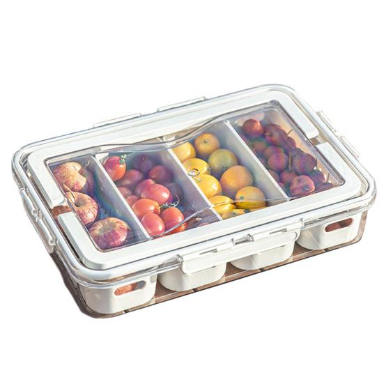 Food Storage Box Snack Box Container with Lid Large Capacity BPA Free Transparent Design Easy to Clean Divided Serving Tray