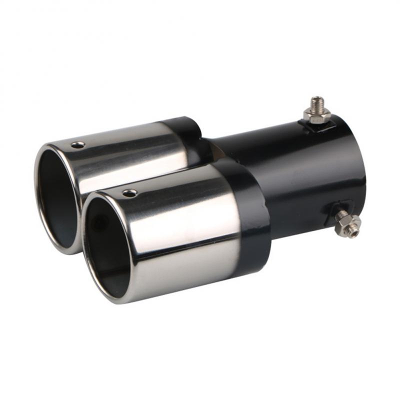 Automobile Tail Dual Outlet Exhaust Tip Stainless Steel Slant Rolled Edge Auto Muffler Modified Universal Car Exterior Supplies