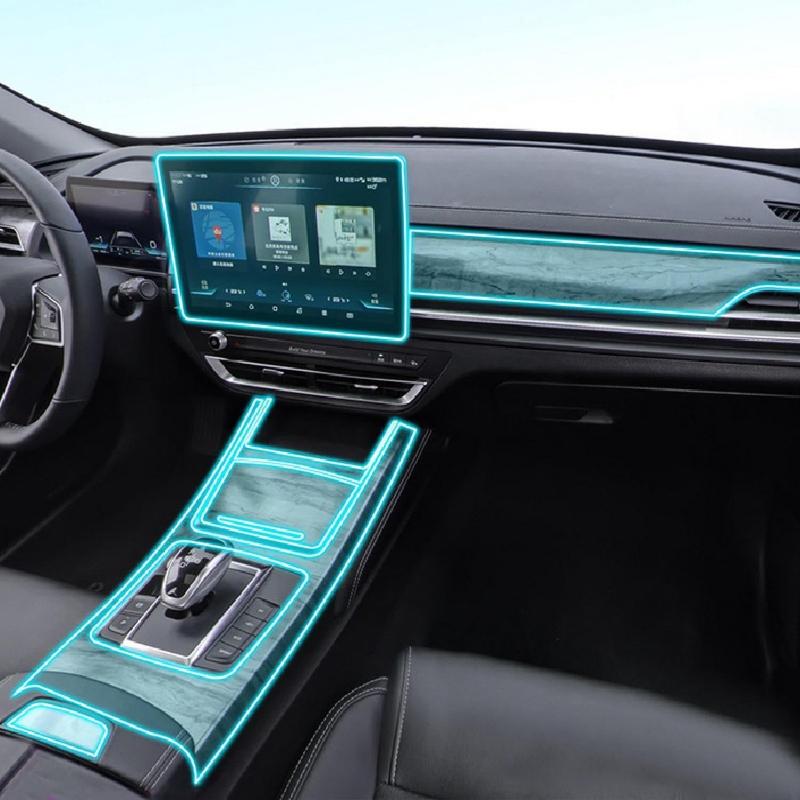 For BYD Qin Pro DM EV500 2018- Car Interior Center Console Transparent TPU Protective Film Anti-scratch Sticker