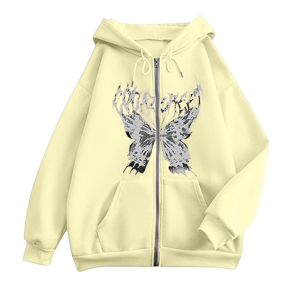 Women's Zip Up Hoodie Loose Fit Casual Printed Sweatshirt