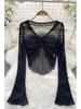 Summer Spicy Sheer Mesh Long Sleeve Cropped Top - Petite Women's Unique Design