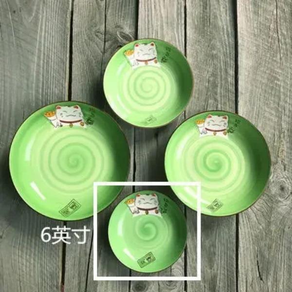 Farfurie Ceramică Rotundă Pisică Norocoasă Desen Animat Mărimi Multiple Creativă Japoneză Multicoloră Bucătărie Casă Handmade Desen Animat Farfurie pentru Cină