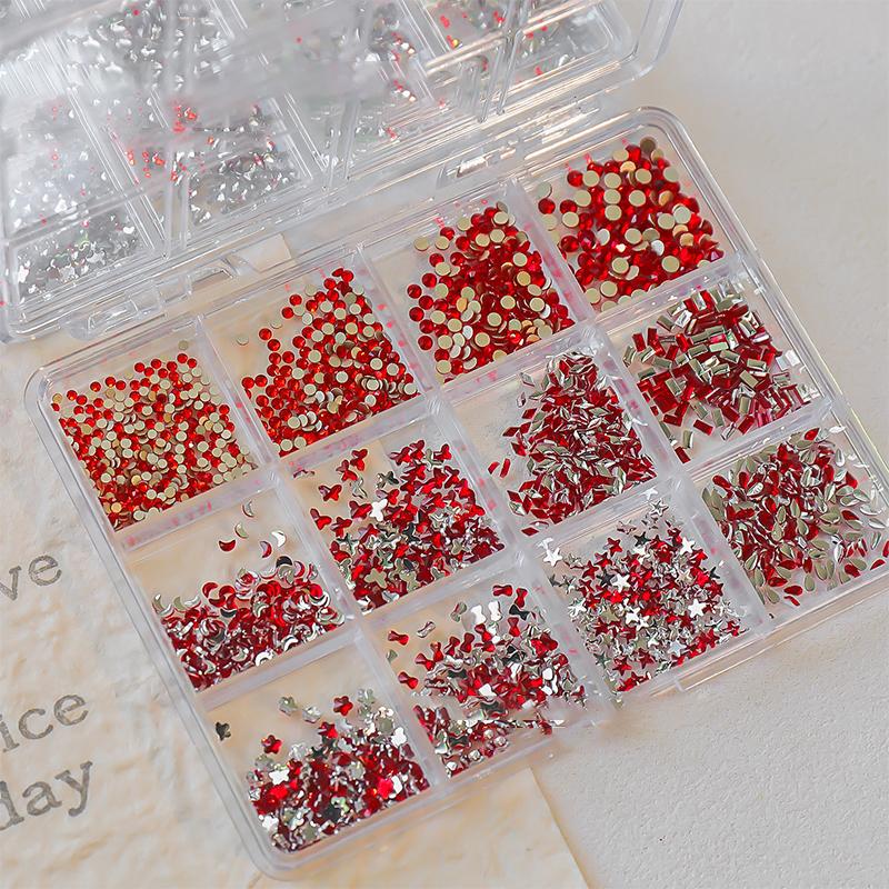 Flatback Nail Rhinestones 3D Decals Assorted DIY Decorations Easy Apply for Women Girls Nail Art Design