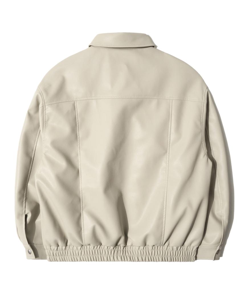Qt8 Garments Rg Synthetic Leather Pocket Jacket (Cream)