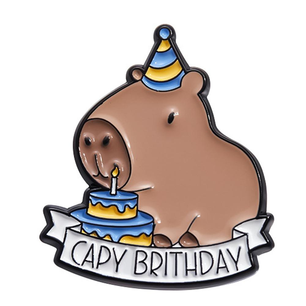 Coffee Cartoon Pin Brooch Metal Capybara Zinc Zinc Alloy Badge Jeans Capybara Brooch  Clothing Accessories
