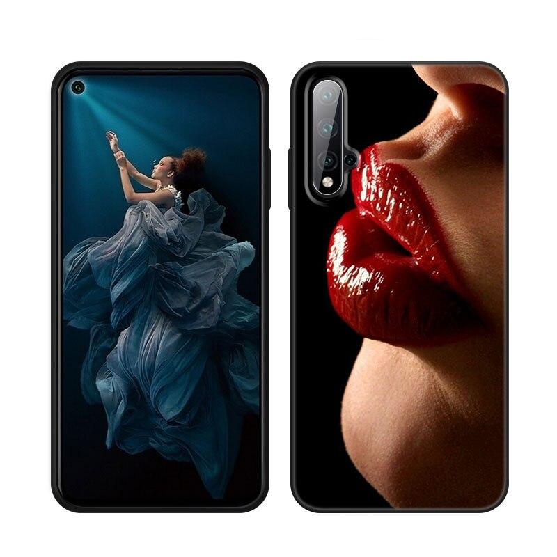 

Красивый чехол для телефона с красными губами для Huawei Honor 60 50 Mate 40 30 20 10 Lite Nova 9 8 Pro 7 SE Y60 30S 8i 7i 5T, черный чехол премиум-класса Huawei Mate 40 Pro
