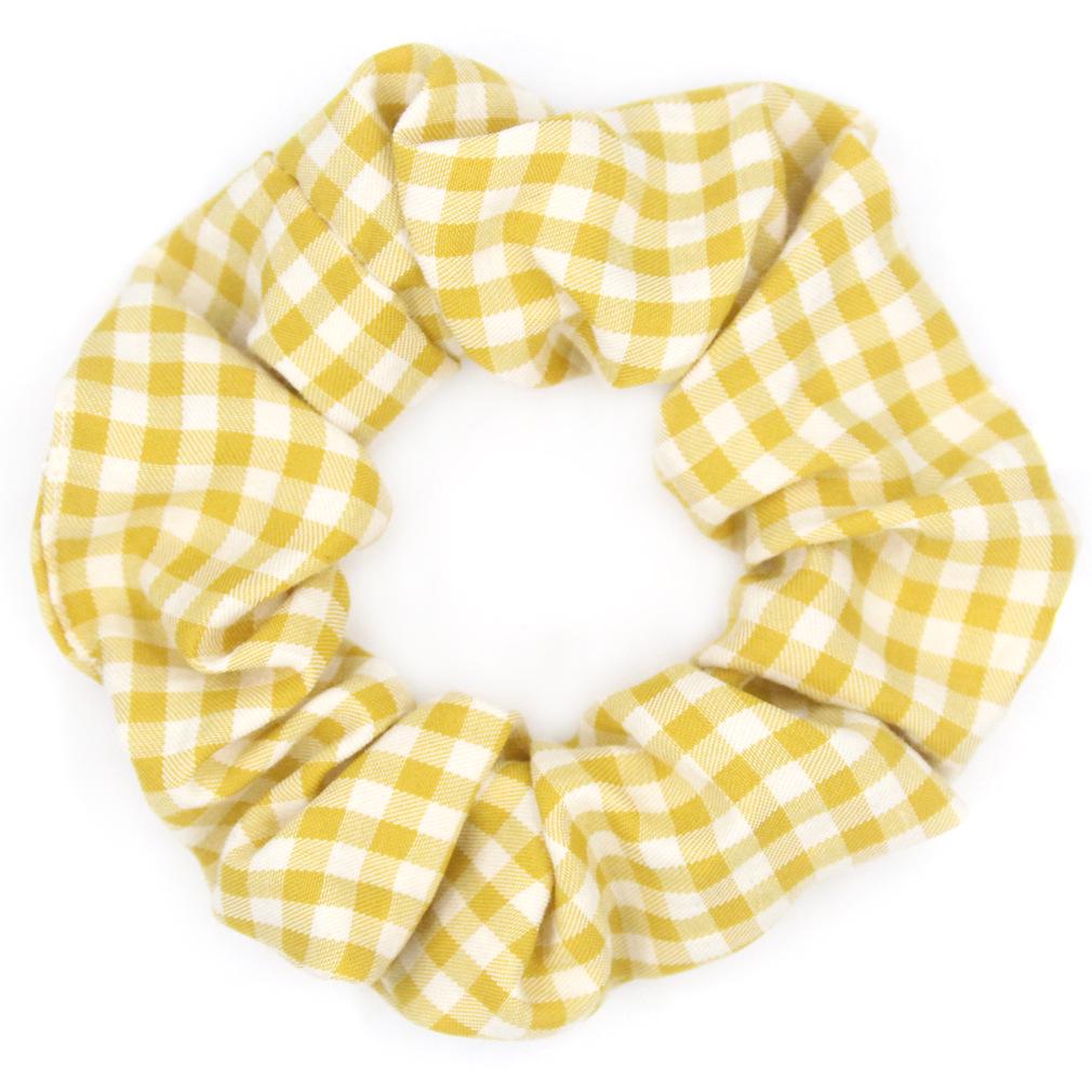 Classic Plaid Fabric Scrunchies: 8 Colors Girls' Hair Ties & Rubber Bands