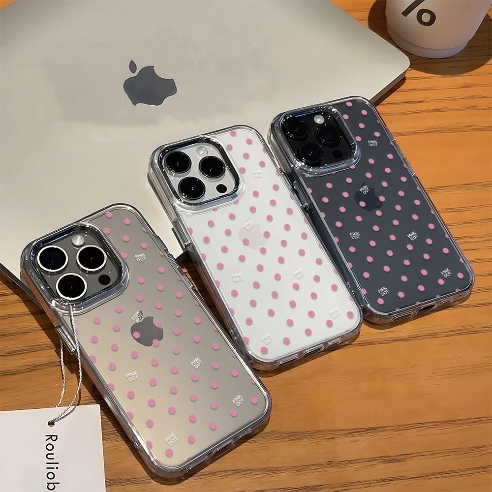 Luxuriöse Rosa Punkte Handyhülle Für Iphone 17 17E 16E 13 Plus 14 Pro Max 12 11 15 16 Transparent Glatt Anti-Drop Hülle Coque