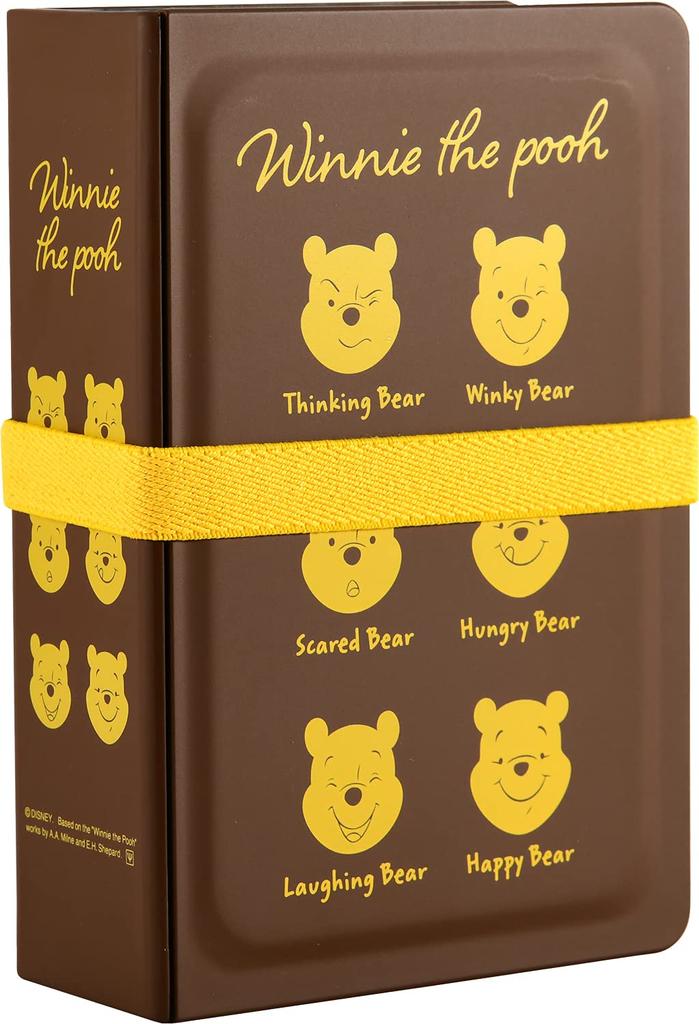 YAXEL Disney Bento Made In Microwave and Dishwasher Winnie the Pooh Book Brown Box, Japan, Safe, 500ml, Bento,