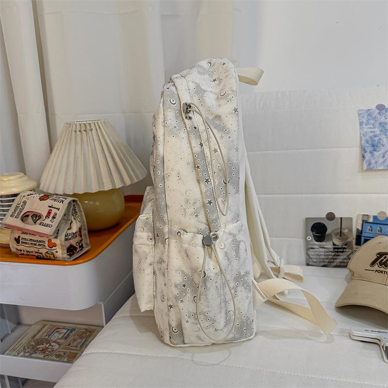 Zaino da Donna con Stampa Stelle e Luna – Carino Design Cosmico Borsa da Scuola con Tasche Multiple e Spallacci Regolabili – Perfetto per l'Uso Quotidiano