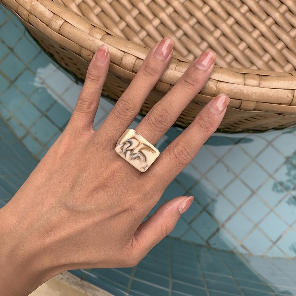 Fashion Geometric Square Ring Simplicity Ring New Colored Acrylic Ring